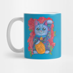 Lucky Cat Blue Mug